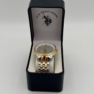 MEN'S US POLO ASSN ANALOG CLASSIC WATCH TWO TONE BAND ROUND DIAL USC80302-R7